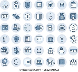 Blue tint and shade editable vector line icon set - safe vector, dollar sign, money bag, euro, yen, pound, currency, coin, bank, account, atm, cash, piggy, pay, wallet, check, purse, tree, gold