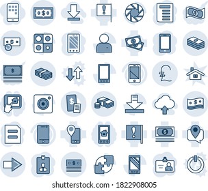 Blue tint and shade editable vector line icon set - right arrow vector, mobile phone, identity card, document, important flag, cash, tracking, cell, camera, user, download, application, pound