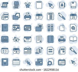 Blue tint and shade editable vector line icon set - 25 dec calendar vector, 31, christmas, contract, book, pen, notepad, document, printer, medical, folder, news, copybook, search, cursor, website