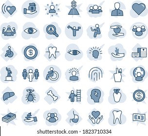 Blue Tint And Shade Editable Vector Line Icon Set - Dispatcher Vector, Disabled, Pedestal, Brainstorm, Heart, Hand, Real, Tooth, Eye, Virus, Hospital Building, Beat, Stomach, Liver, Broken Bone