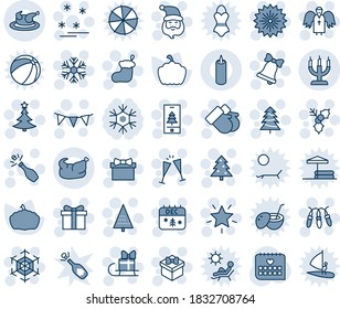 Blue tint and shade editable vector line icon set - christmas tree vector, firework, gift, santa claus, sock, garland, snowflake, star, bell, gloves, calendar, holly, angel, wine glasses, champagne