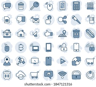 Blauer Farbton und bearbeitbarer Vektorsymbol - drahtloser Notizblock, Vektorgrafik, Mülleimer, Mobiltelefon, Maus, Stift, Haus, Navigation, Satellit, Touchscreen, Fingerabdrücke, Rücken, Schloss, Anwendung