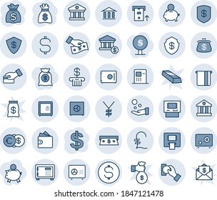 Blue tint and shade editable vector line icon set - safe vector, dollar sign, money bag, yen, pound, coin, euro, bank, account, atm, cash, piggy, card pay, wallet, purse, tree, gold, rich, mail