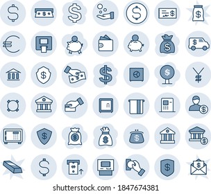 Blue tint and shade editable vector line icon set - safe vector, dollar sign, money bag, euro, yen, currency, coin, bank, account, atm, cash, piggy, card pay, encashment car, wallet, check, purse