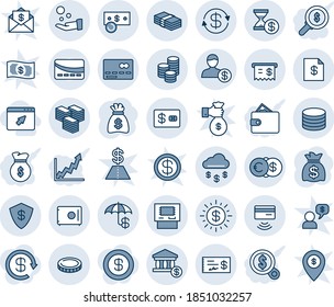 Blue tint and shade editable vector line icon set - credit card vector, money bag, coin, dollar exchange, cash, euro, big, rain, tap pay, safe, insurance, sun, account, atm, receipt, statement, rich