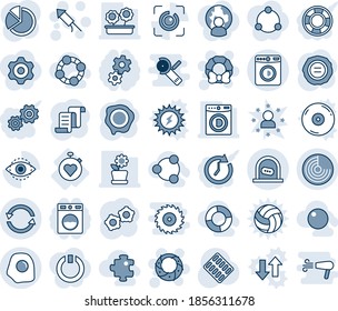 Blue tint and shade editable vector line icon set - ticket office vector, washer, radar, firework rocket, christmas wreath, gear, contract, stamp, pills blister, stopwatch heart, eye id, exchange