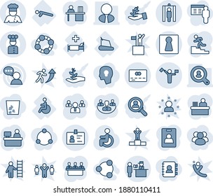 Blue Tint And Shade Editable Vector Line Icon Set - Dispatcher Vector, Female, Passport Control, Metal Detector Gate, Credit Card, Identity, Team, Manager Place, Disabled, Treadmill, Hospital Bed