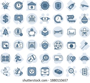 Blue tint and shade editable vector line icon set - bed vector, luggage storage, baby, identity, baggage room, christmas tree, firework, ball, lollipop, candy, dollar sign, drip irrigation, pills