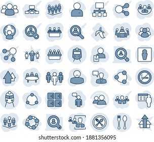 Blue tint and shade editable vector line icon set - spoon and fork vector, train, male, checkroom, no smoking sign, speaking man, team, meeting, patient, banana, group, user, company, hr, social