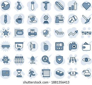 Blue tint and shade editable vector line icon set - garland vector, christmas star, candy, growth statistic, mouse, tie, factory, caterpillar, pills, heart shield, hand, eye, run, pear, camera, safe