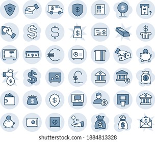Blue tint and shade editable vector line icon set - safe vector, dollar sign, money bag, euro, pound, bank, account, atm, cash, piggy, card pay, encashment car, wallet, check, purse, tree, gold
