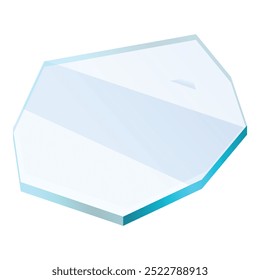 La pieza de vidrio de forma irregular teñida de azul está acostada sobre un fondo blanco