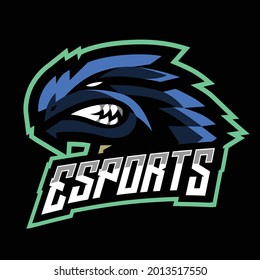 Blue tirex mascot gaming logo template