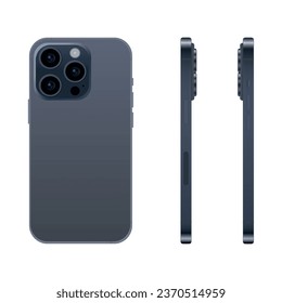 smartphone Blue TITANIUM, plantilla de simulación sobre fondo blanco - Ilustración vectorial