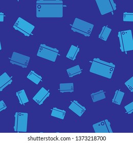 Blue Toaster icon isolated seamless pattern on blue background. Vector Illustration
