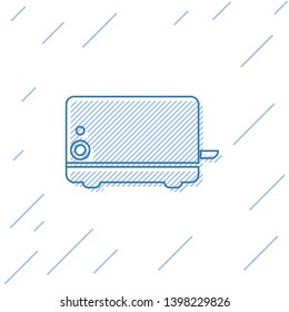 Blue Toaster line icon isolated on white background. Vector Illustration