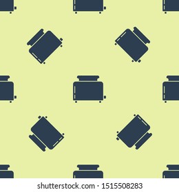 Blue Toaster with toasts icon isolated seamless pattern on yellow background.  Vector Illustration