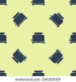 Blue Toaster with toasts icon isolated seamless pattern on yellow background.  Vector