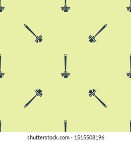 Blue Toilet brush icon isolated seamless pattern on yellow background.  Vector Illustration