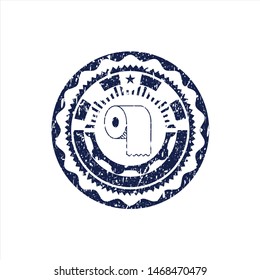 Blue toilet paper icon inside grunge style stamp