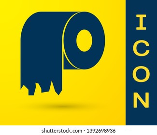 Blue Toilet paper roll icon isolated on yellow background. Vector Illustration