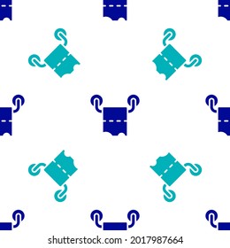 Blue Toilet paper roll icon isolated seamless pattern on white background.  Vector