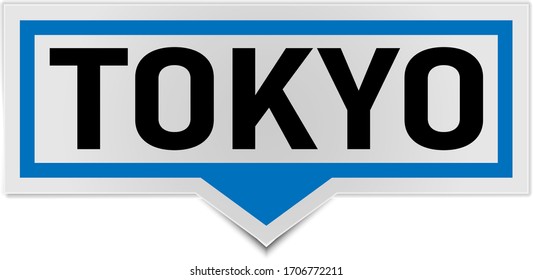 blue Tokyo word on a speech bubble- vector illustration