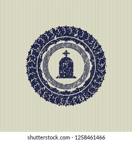 Blue tombstone icon inside rubber texture