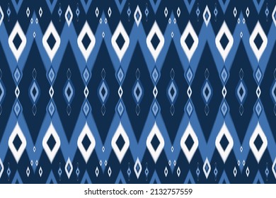 blue tone Asian ethnic geometric oriental ikat seamless traditional pattern. design for background, carpet, wallpaper backdrop, clothing, wrapping, batik, fabric. embroidery style. vector