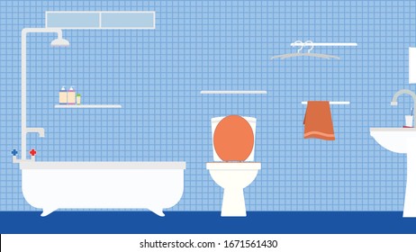 blue tone bathroom toilet shower background