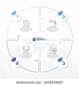 Blue tone, circle infographic template with 4 steps, process or options, process chart, Used for process diagram, presentations, workflow layout, flow chart, infograph.