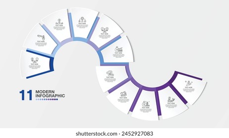 Plantilla de infografía con 12 pasos, proceso u opciones, diagrama de proceso, utilizado para diagrama de proceso, presentaciones, diseño de flujo de trabajo, diagrama de flujo, infografía. ilustración del Vector eps10.
