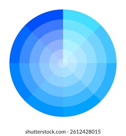 Blue tone circle. Radial color wheel. Vector gradient palette. Cool shade segments.