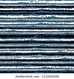 Blue tone color paint lines ink brush strokes seamless pattern. 