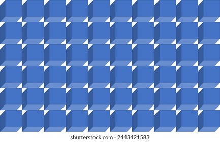 blue tone cube 3D seamless repeat pattern, replete image design for fabric printing or wallpaper, blue abstract wall