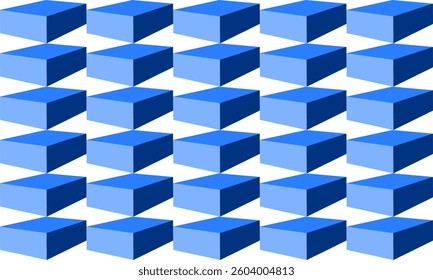 Blue tone cube 3D seamless repeat pattern, replete image design for fabric printing or wallpaper, blue abstract wall, checkerboard boxes