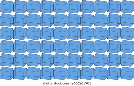 Cubo de tom azul 3D padrão de repetição sem emenda, design de imagem repleto para impressão de tecido ou papel de parede, parede abstrata azul, caixas de tabuleiro de xadrez