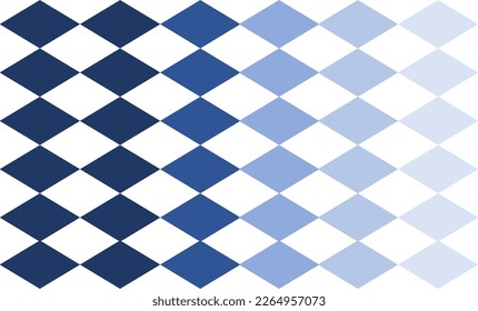 Blue tone Diamond repeat pattern, replete image, on isolated white background design for fabric printing 