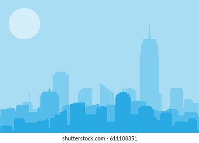 Blue Tone Gradient Cityscape Blue Skyvector Stock Vector (Royalty Free ...