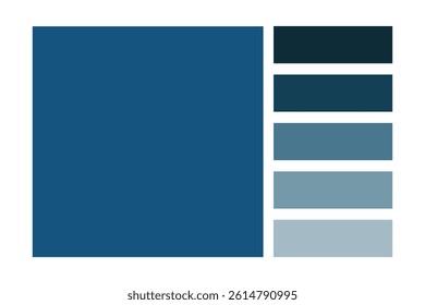 Blue tone palette. Cool bar composition. Rectangle color swatches. Vector gradient scheme.
