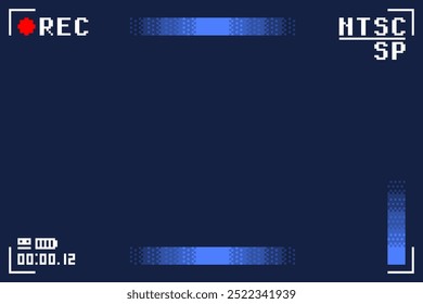 Blue Tone, Retro Video Camera Recorder Background, Pixel Art Style