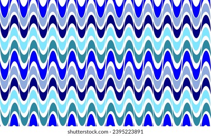 blue tone ribbon on white background, seamless pattern with repeat blue waves as horizontal strip line, replete image design for fabric printing patter
