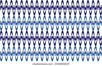 fita de tom azul no fundo branco, padrão sem emenda com repetição de ondas azuis como linha de faixa horizontal, design de imagem repleto para padrão de impressão de tecido