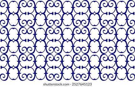 Blauer Ton nahtloses Muster mit Kreisen, Fuzzy Spin Spiral Block Wiederholung nahtloses Muster, Design für Stoffdruck oder Tapete, vertikales Streifenmuster, Zickzack
