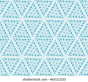 Blue tone. Seamless vector illustration depicting repetitive geometric patterns made in the form of sketches.