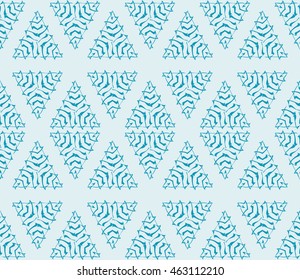 Blue tone. Seamless vector illustration depicting repetitive geometric patterns made in the form of sketches.