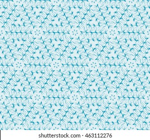 Blue tone. Seamless vector illustration depicting repetitive geometric patterns made in the form of sketches.