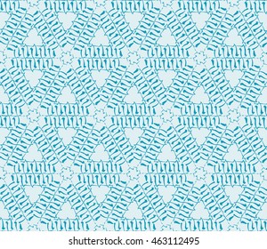 Blue tone. Seamless vector illustration depicting repetitive geometric patterns made in the form of sketches.