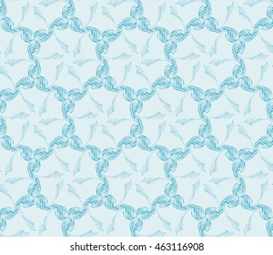 Blue tone. Seamless vector illustration depicting repetitive geometric patterns made in the form of sketches.