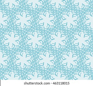 Blue tone. Seamless vector illustration depicting repetitive floral patterns made in the form of sketches.